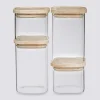 5five 4 bocaux verre empilables couvercle bois