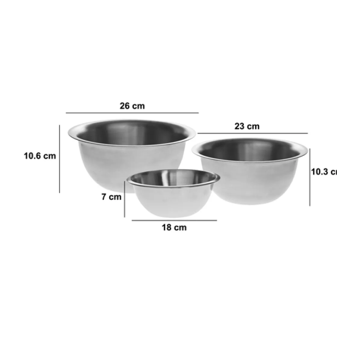5five 3 bols à mixer, Inox - Gris