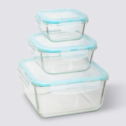 5five 3 grandes boîtes carrées de conservation verre