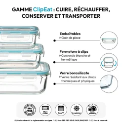 5five 3 grandes boîtes rect de conservation verre