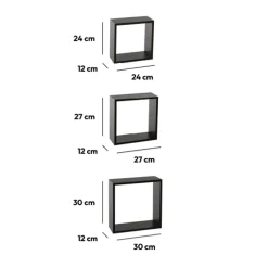5five 3 grandes étagères murales cube, Noir