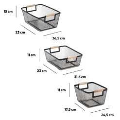 5five 3 paniers de rangement métal, Noir
