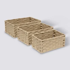 5five 3 paniers tressées, Beige