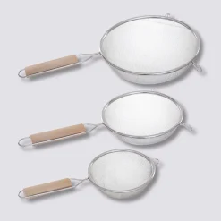 5five 3 passoires inox, manche bois