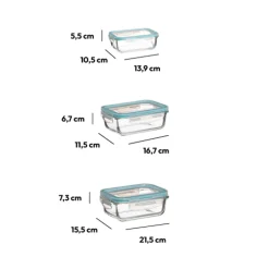 5five 3 petites boîtes rect de conservation verre