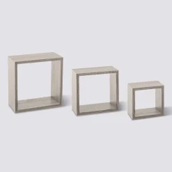 5five 3 petites étagères murales cube, Effet chêne gris