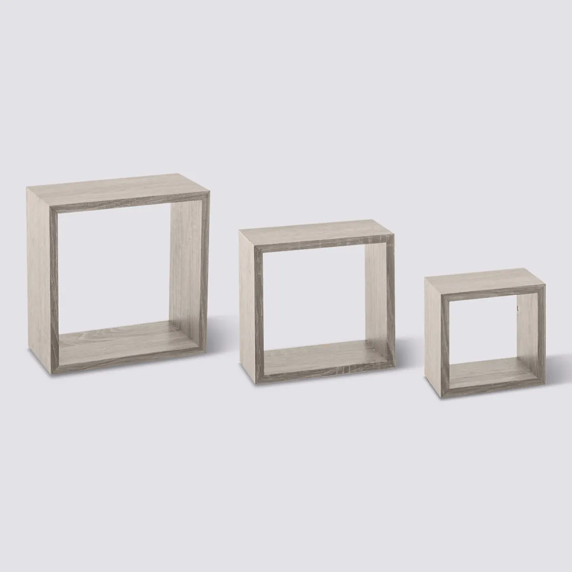 5five 3 petites étagères murales cube, Effet chêne gris