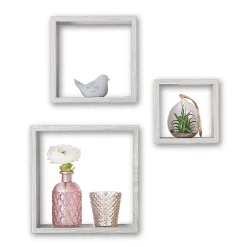 5five 3 petites étagères murales cube, Effet chêne gris