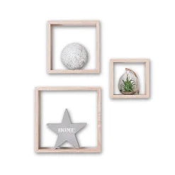 5five 3 petites étagères murales cube, Effet chêne