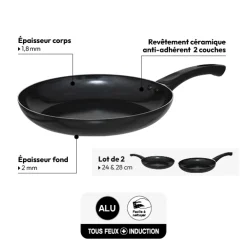 5five 2 poêles aluminium, 24/28 cm