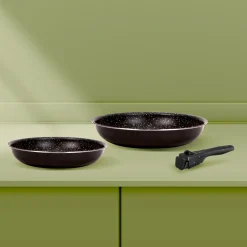 5five 2 poêles Aluminium poignée amovible, 24/28 cm