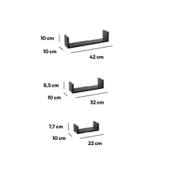 5five 3 étagères murales, Noir