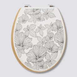 5five Abattant WC Bois laqué, Noir & blanc