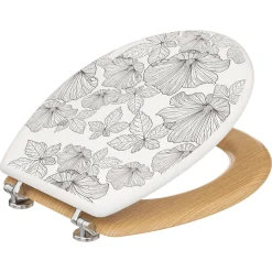 5five Abattant WC Bois laqué, Noir & blanc