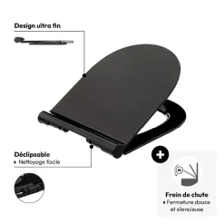 5five Abattant WC ultra fin, Noir