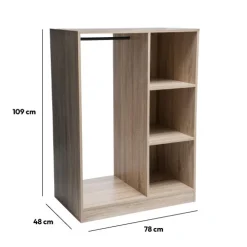 5five Armoire dressing penderie, Effet chêne naturel