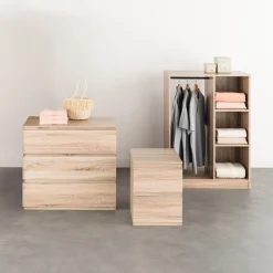 5five Armoire dressing penderie, Effet chêne naturel