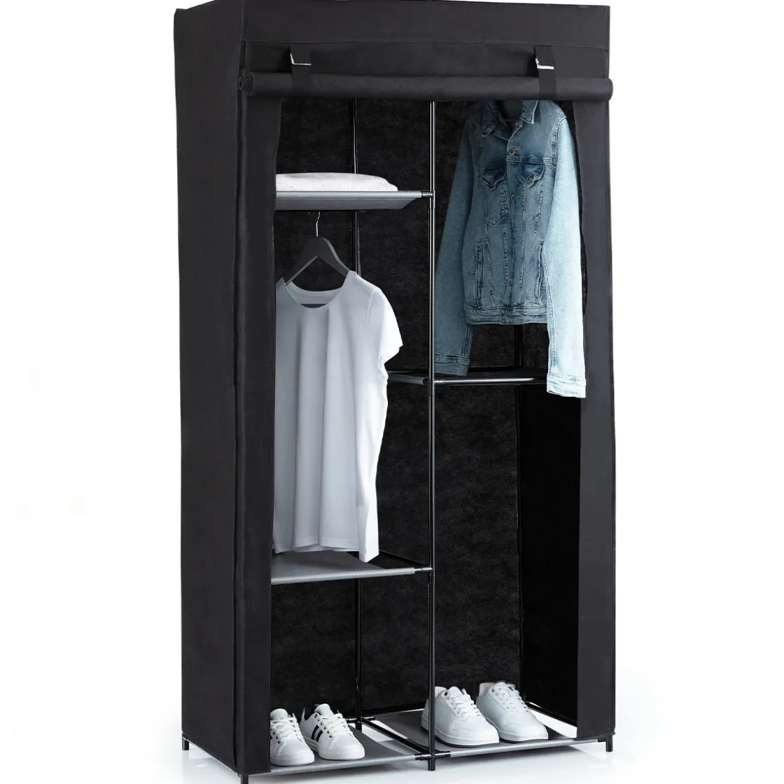 5five Armoire penderie modulable, tissu noir
