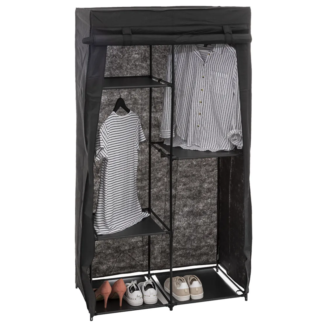 5five Armoire penderie modulable, tissu noir