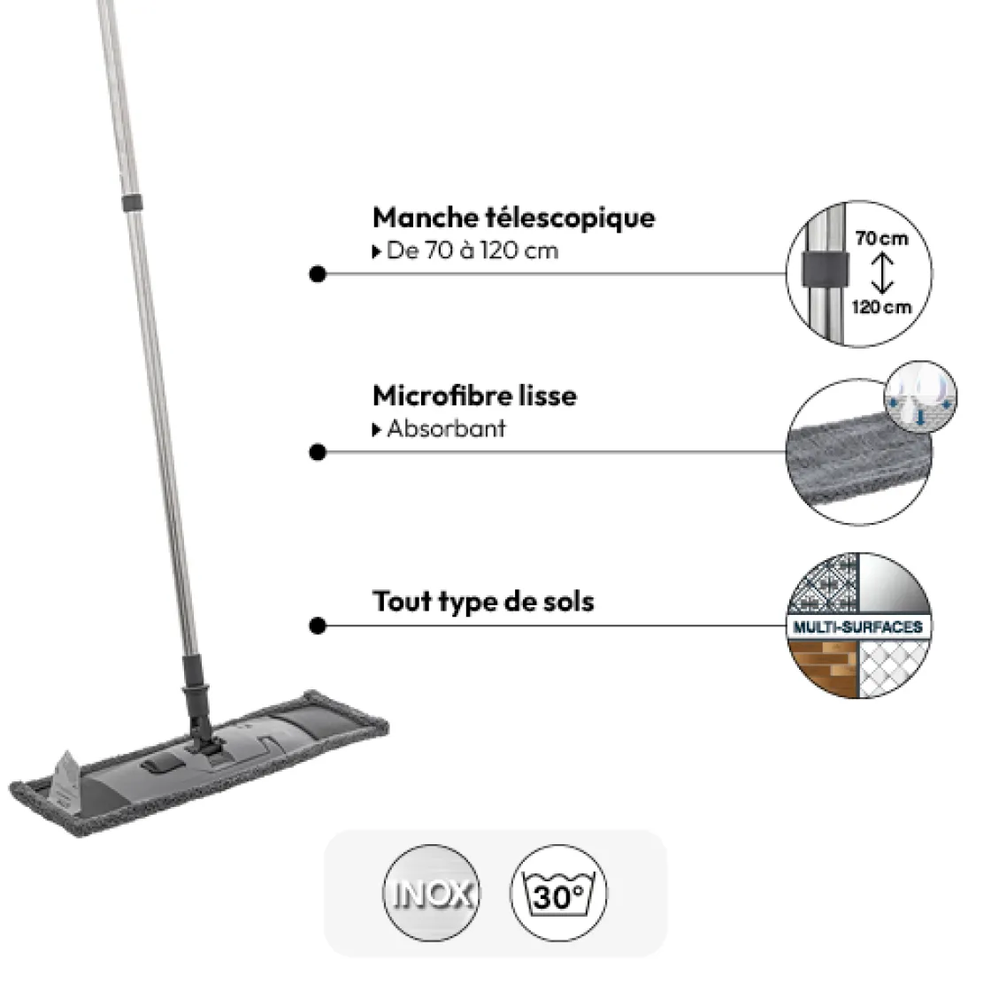 5five Balai télescopique microfibre lisse