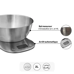 5five Balance digitale avec bol, Inox