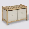 5five Banc de rangement avec 2 paniers, bambou