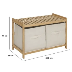 5five Banc de rangement avec 2 paniers, bambou