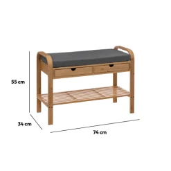 5five Banc range-chaussures avec tiroirs, Bambou