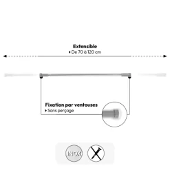 5five Barre de douche extensible  70x120cm, Inox