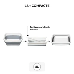 5five Bassine retractable 8L -  Blanc, Gris