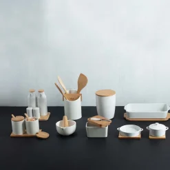 5five Beurrier céramique avec couteau, Blanc