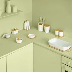 5five Beurrier céramique avec couteau, Blanc