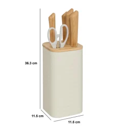 5five Bloc 4 couteaux et ciseaux, Manche bambou