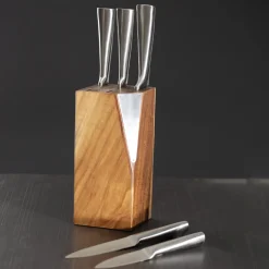 5five Bloc 5 couteaux, support acacia