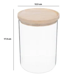 5five Bocal verre avec couvercle hermétique hévéa, 1,6L