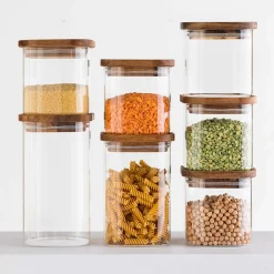 5five Bocal verre couvercle acacia 0,6L