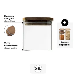 5five Bocal verre couvercle acacia 0,6L