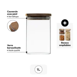 5five Bocal verre couvercle acacia 1L