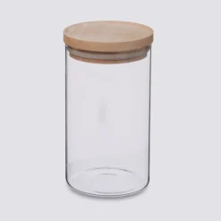 5five Bocal verre couvercle bois 1L