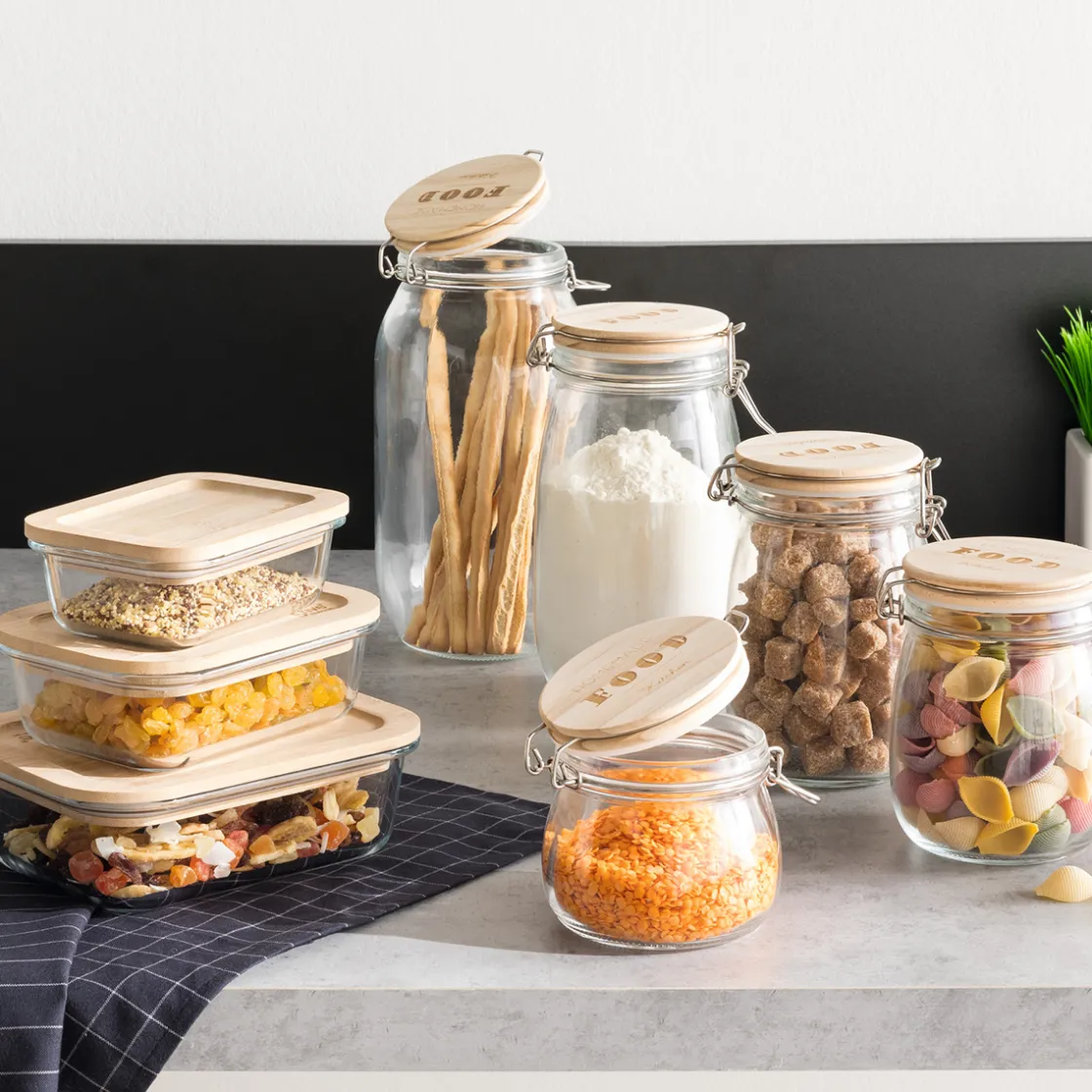 5five Bocal verre couvercle pin, 1,5L