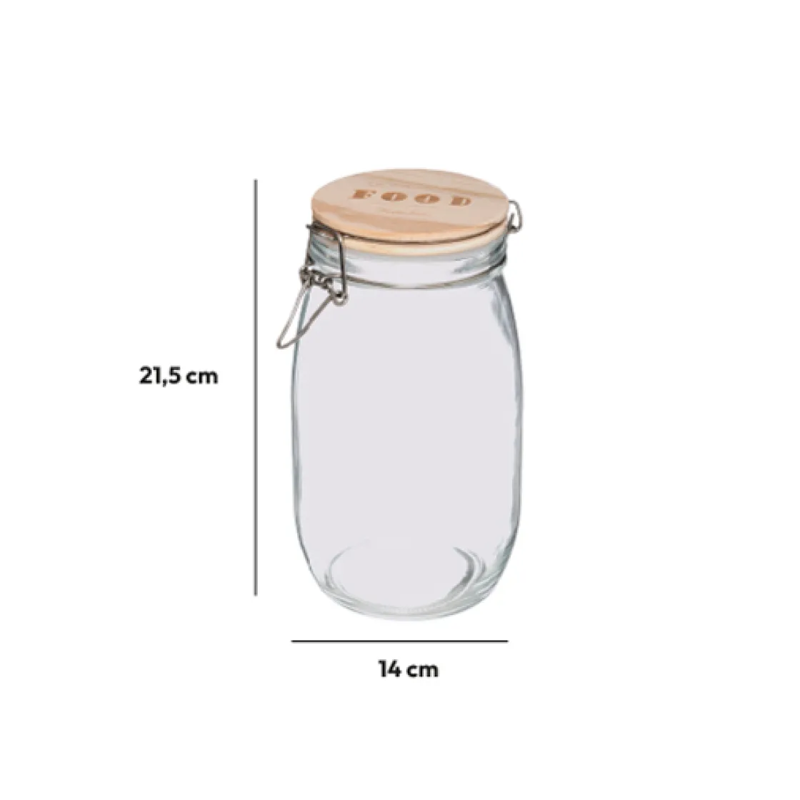 5five Bocal verre couvercle pin, 1,5L