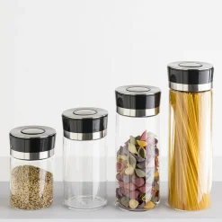 5five Bocal verre couvercle push inox 0,7L