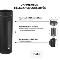 5five Bocal verre et métal 1,9L, Noir