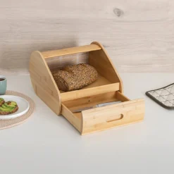 5five Boite à pain avec tiroir bambou 30,4 cm, Beige
