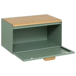 5five Boite à pain métal et bambou 35,5 cm, Noir