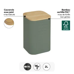5five Boite de conservation métal couvercle bambou, 2L