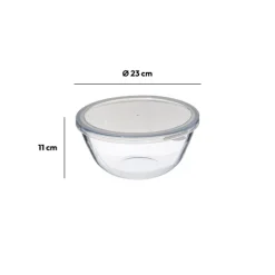 5five Bol à mixer 23cm avec couvercle, Verre