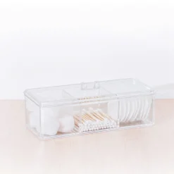 5five Boîte à cotons 3 compartiments, Transparent