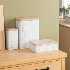 5five Boîte à céréales 750g métal, Blanc