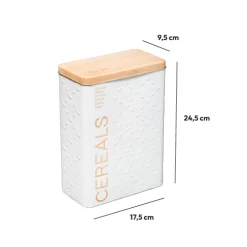 5five Boîte à céréales 750g métal, Blanc